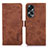 Leather Case Stands Flip Cover Holder K08Z for Oppo A18 Brown