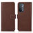 Leather Case Stands Flip Cover Holder K08Z for Oppo A54 5G Brown