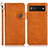 Leather Case Stands Flip Cover Holder K09Z for Google Pixel 6a 5G Brown