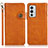 Leather Case Stands Flip Cover Holder K09Z for OnePlus 9RT 5G Brown