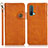 Leather Case Stands Flip Cover Holder K09Z for OnePlus Nord CE 5G Brown