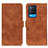 Leather Case Stands Flip Cover Holder K09Z for Oppo A54 4G Brown