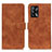 Leather Case Stands Flip Cover Holder K09Z for Oppo F19 Brown
