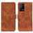 Leather Case Stands Flip Cover Holder K09Z for Oppo K9 5G Brown