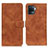 Leather Case Stands Flip Cover Holder K09Z for Oppo Reno5 F Brown