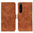 Leather Case Stands Flip Cover Holder K09Z for Sony Xperia 1 IV Brown