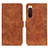 Leather Case Stands Flip Cover Holder K09Z for Sony Xperia 10 IV SO-52C Brown