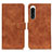 Leather Case Stands Flip Cover Holder K09Z for Sony Xperia 5 IV Brown