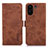 Leather Case Stands Flip Cover Holder K09Z for Xiaomi Poco C65 Brown