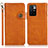 Leather Case Stands Flip Cover Holder K09Z for Xiaomi Redmi 10 4G Brown