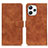 Leather Case Stands Flip Cover Holder K09Z for Xiaomi Redmi 12 4G Brown