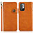 Leather Case Stands Flip Cover Holder K09Z for Xiaomi Redmi Note 10 5G Brown