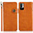 Leather Case Stands Flip Cover Holder K09Z for Xiaomi Redmi Note 10 JE 5G Brown