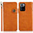 Leather Case Stands Flip Cover Holder K09Z for Xiaomi Redmi Note 10 Pro 5G Brown