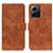 Leather Case Stands Flip Cover Holder K09Z for Xiaomi Redmi Note 12 4G Brown