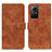 Leather Case Stands Flip Cover Holder K09Z for Xiaomi Redmi Note 12S Brown