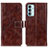 Leather Case Stands Flip Cover Holder KZ04 for Samsung Galaxy F23 5G Brown