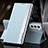 Leather Case Stands Flip Cover Holder L01 for Samsung Galaxy S22 5G Mint Blue