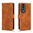 Leather Case Stands Flip Cover Holder L01Z for Huawei Honor 80 5G Brown