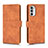 Leather Case Stands Flip Cover Holder L01Z for Motorola Moto G71s 5G Brown