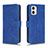 Leather Case Stands Flip Cover Holder L01Z for Motorola Moto G73 5G Blue