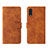 Leather Case Stands Flip Cover Holder L01Z for Samsung Galaxy A02 Brown