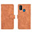 Leather Case Stands Flip Cover Holder L01Z for Samsung Galaxy M21 Brown