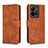 Leather Case Stands Flip Cover Holder L01Z for Vivo V25e Brown