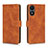 Leather Case Stands Flip Cover Holder L01Z for Vivo Y02S Brown