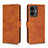 Leather Case Stands Flip Cover Holder L01Z for Vivo Y77 5G Brown