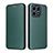 Leather Case Stands Flip Cover Holder L02Z for Huawei Honor X8a 4G Green