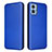 Leather Case Stands Flip Cover Holder L02Z for Motorola Moto E22 Blue