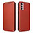 Leather Case Stands Flip Cover Holder L02Z for Motorola Moto G42 Brown