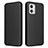 Leather Case Stands Flip Cover Holder L02Z for Motorola Moto G73 5G Black