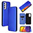 Leather Case Stands Flip Cover Holder L02Z for Samsung Galaxy A82 5G Blue