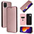 Leather Case Stands Flip Cover Holder L02Z for Samsung Galaxy M12 Rose Gold