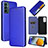 Leather Case Stands Flip Cover Holder L02Z for Samsung Galaxy M23 5G Blue