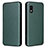 Leather Case Stands Flip Cover Holder L02Z for Sharp Aquos wish3 Green