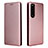 Leather Case Stands Flip Cover Holder L02Z for Sony Xperia 5 III Rose Gold