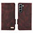 Leather Case Stands Flip Cover Holder L03Z for Samsung Galaxy S21 FE 5G Brown