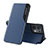 Leather Case Stands Flip Cover Holder L04 for Oppo Reno9 Pro+ Plus 5G Blue