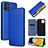 Leather Case Stands Flip Cover Holder L04Z for Samsung Galaxy A03 Blue