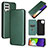 Leather Case Stands Flip Cover Holder L04Z for Samsung Galaxy A22 4G Green