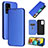 Leather Case Stands Flip Cover Holder L04Z for Samsung Galaxy A52 4G Blue