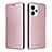 Leather Case Stands Flip Cover Holder L04Z for Xiaomi Redmi 12 5G Rose Gold