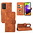 Leather Case Stands Flip Cover Holder L05Z for Samsung Galaxy A52 4G Brown