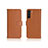 Leather Case Stands Flip Cover Holder L06 for Samsung Galaxy S24 5G Brown