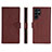 Leather Case Stands Flip Cover Holder L06 for Samsung Galaxy S24 Ultra 5G Red Wine