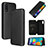 Leather Case Stands Flip Cover Holder L06Z for Samsung Galaxy A02 Black