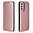Leather Case Stands Flip Cover Holder L06Z for Samsung Galaxy A15 4G Rose Gold